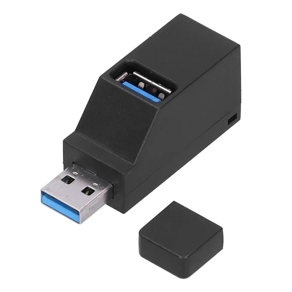 

Портативный USB 3.0 хаб на 3 порта с ремешком, черный, высокоскоростной разветвитель для мобильных накопителей, 1 шт.