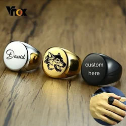 Vnox 20mm grosso personalizza anello con sigillo superiore rotondo per uomo anello con timbro in acciaio inossidabile pesante lucido Punk maschio ragazzo regali personalizzati