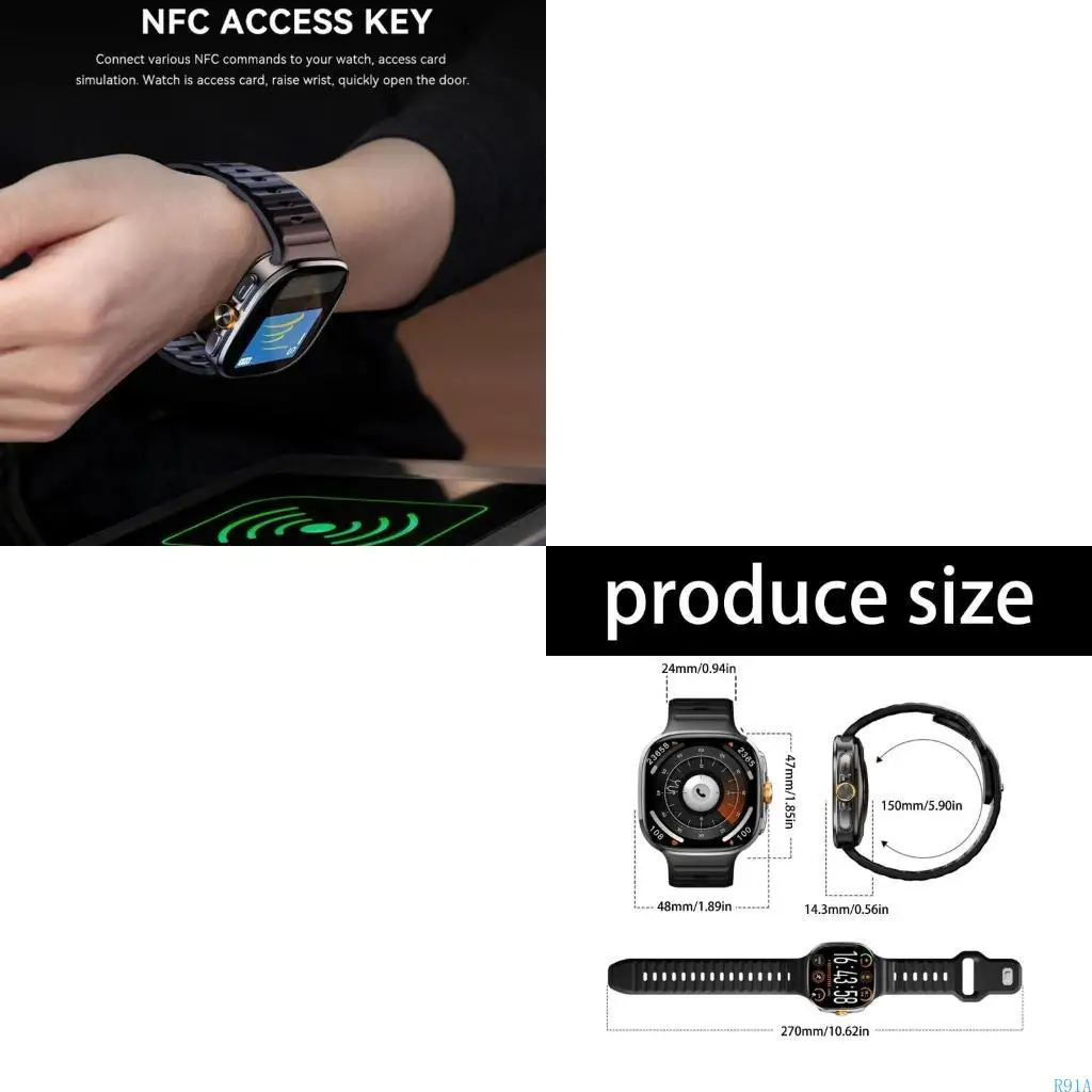 

R91A Aluminum Plastic Smartwatch 2.4Inch Screen Independent Cellular Calling Multifunctional Activity Tracking