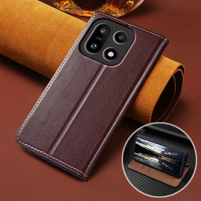 

For OnePlus 15 OnePlus15 5G Flip Case Napa Texture Magnetic Cover Luxury Cowhide Genuine Leather Card Pocket Wallet Cases