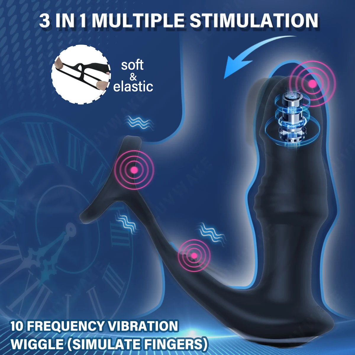 LUVWAKE Prostate Massager Anal Vibrator 9 Wiggling Thrusting with Cock Ring Butt Plug Remote Control Sex Toys P Sport Massager