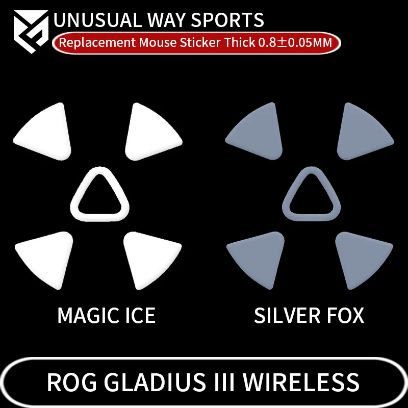 UnusualWaySports Mouse Skates Feet ROG Keris Wireless Gladius3 Cambered Surface PTFE Anti Collapse Magic Ice Silver Fox