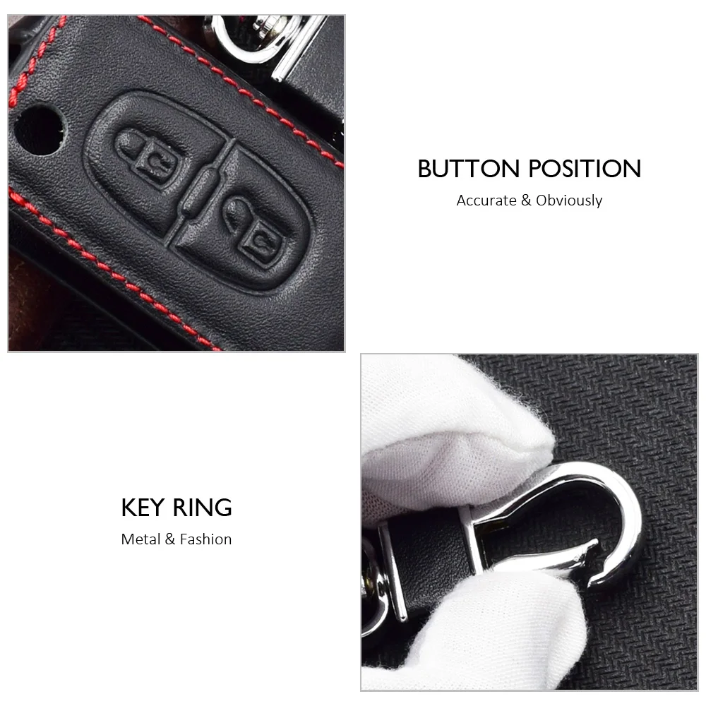 Leder-Autoschlüsselhülle Klappbare Fernbedienungsgehäuse-Tasche für Peugeot 208 308 3008 5008 307 207 408 Citroen C2 C3 C4 Auto-Zubehör – Detail 2