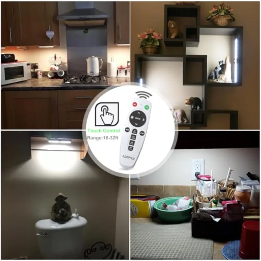Under Cabinet Lights Wireless 4 Pack, Rechargeable Battery Operated Lights with Remote, Dimmable Led Closet Lights, Under Count