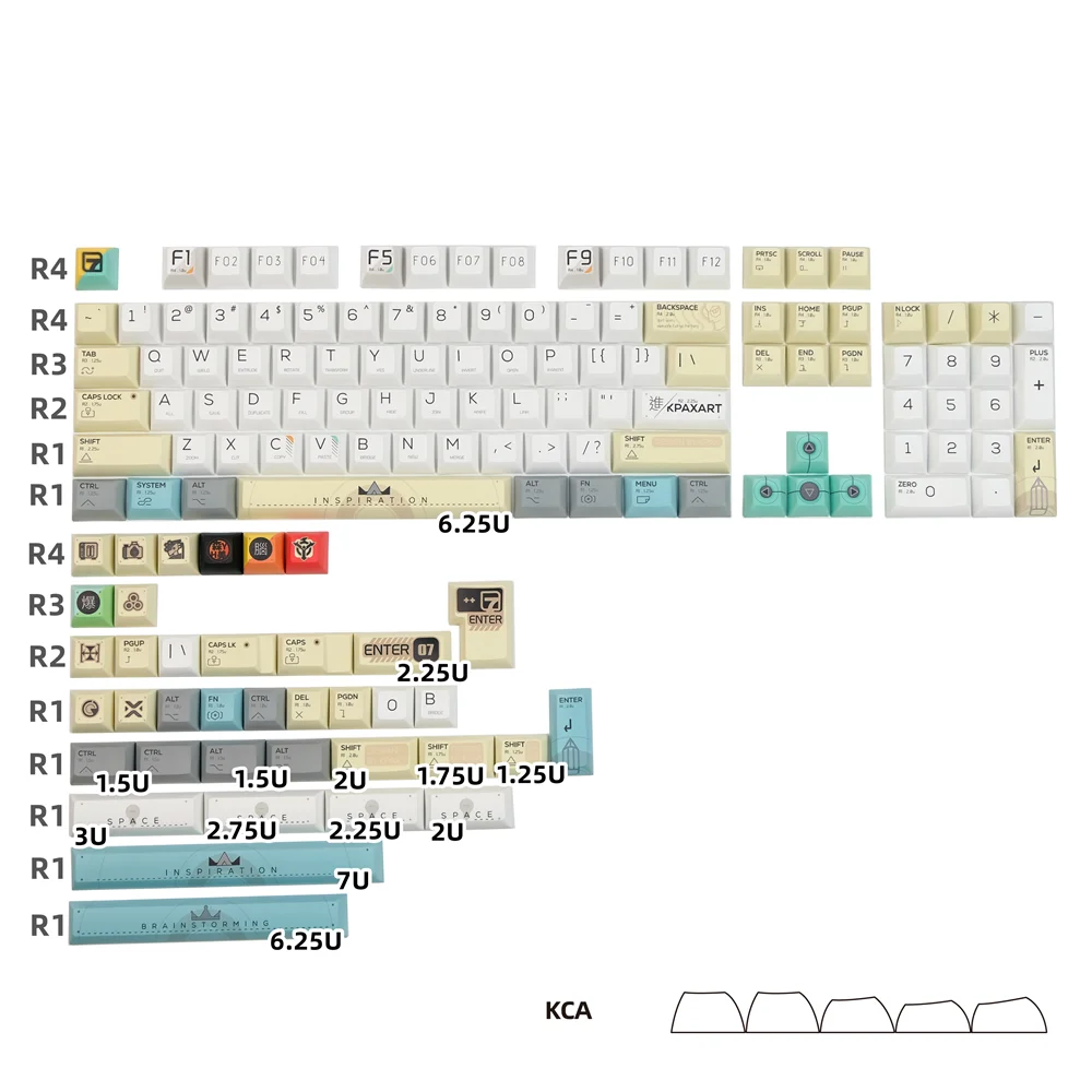 142 Keys Brain Storming Keycap KCA Profile DYE Subbed PBT Full Sets ISO Enter Keys For 99% Standard Mechanical Gaming Keybaord
