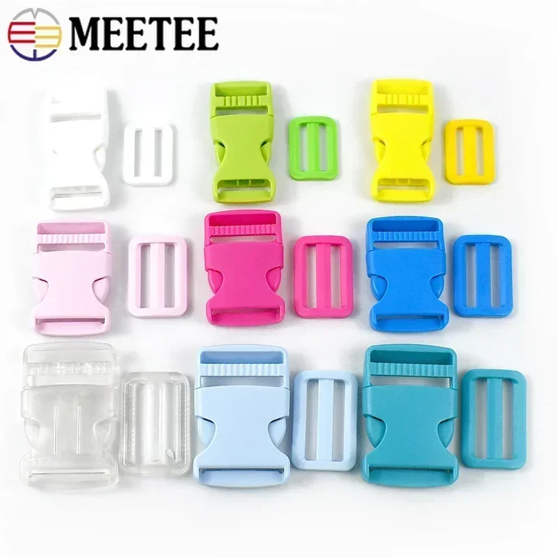 5/10/20Sets Meetee 32/38mm Plastic Buckle Bag Strap Side Sliders Adjust Release Buckles Pet Collar Hook Clamp Accessories