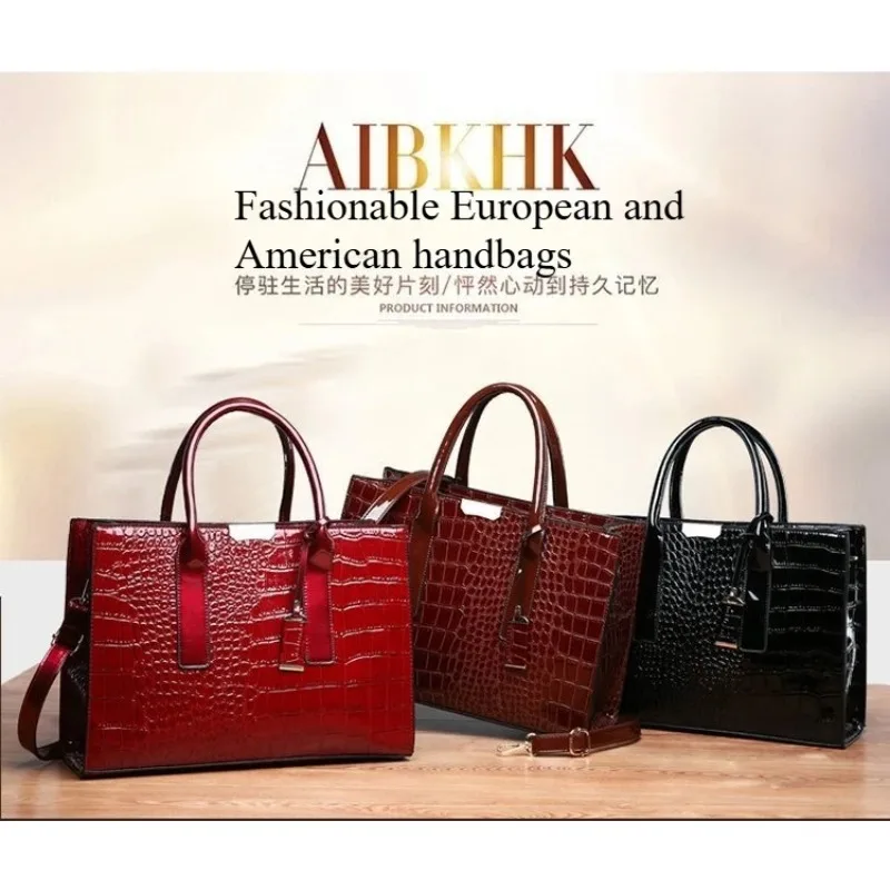 

Новая европейская и американская модная сумка-тоут большой вместимости с крокодиловым узором на одно плечо, через плечо двойного назначения для поездок на работу