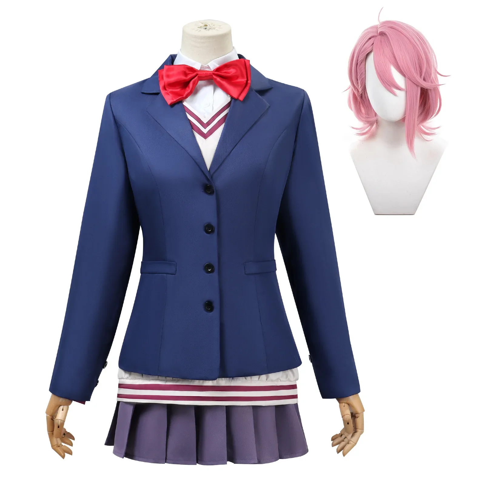 CosplayDandadan Kit de cosplay de anime - Okarun Ken Takakura Momo Ayase Aira Shiratori Disfraces Peluca y máscara con suéter Conjunto uniforme