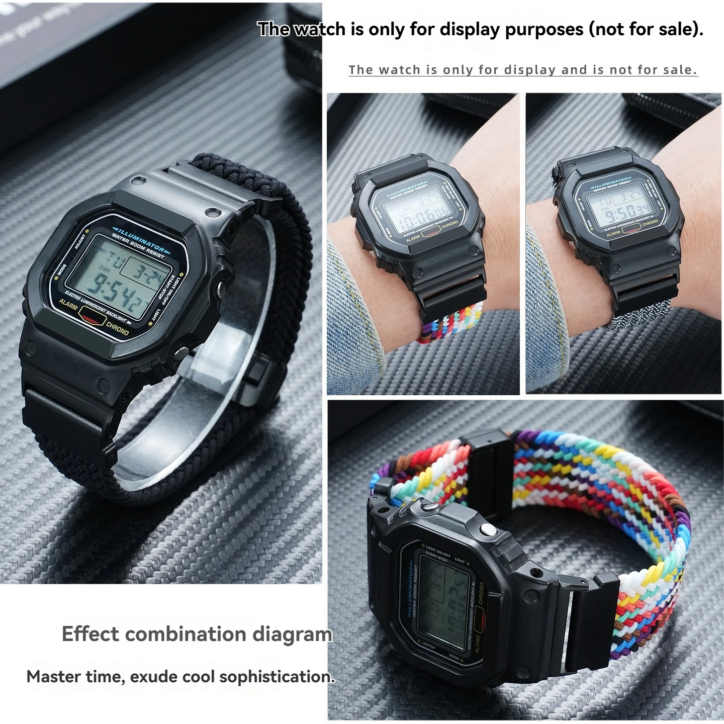 Elastic Nylon Watch Strap, Mod Replacement Band for Casio DW-5600 GW-B5600 GW-M5610 G-SHOCK Small Square Men Wristband