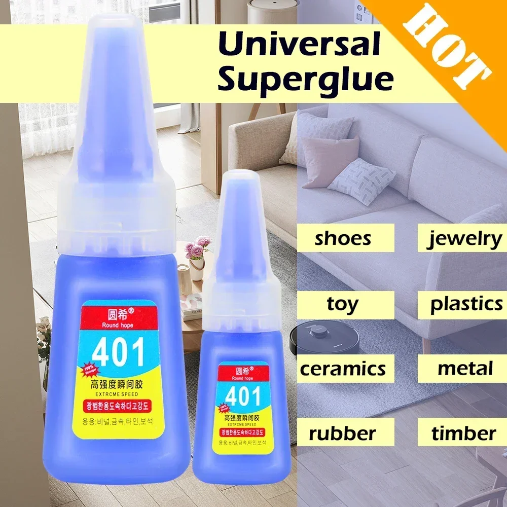 401 Glue Instant Fast Adhesive 40ML Bottle Stronger Super Glue Multi-Purpose Fix Super Strong Liquid Colorless Adhesive Glue