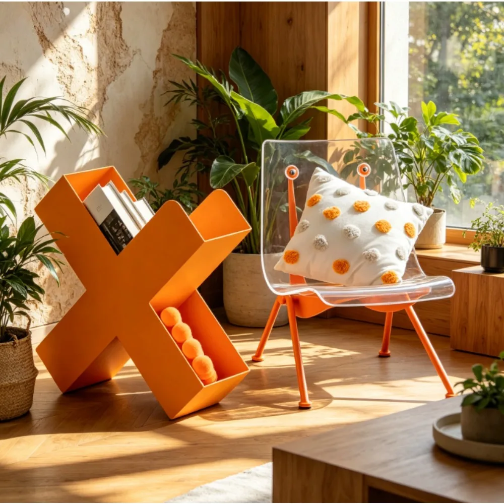 Scandinavian Mini Bookshelf & Sofa Side Table, Modern Luxury Magazine Holder Multifunctional Home Storage Organizer
