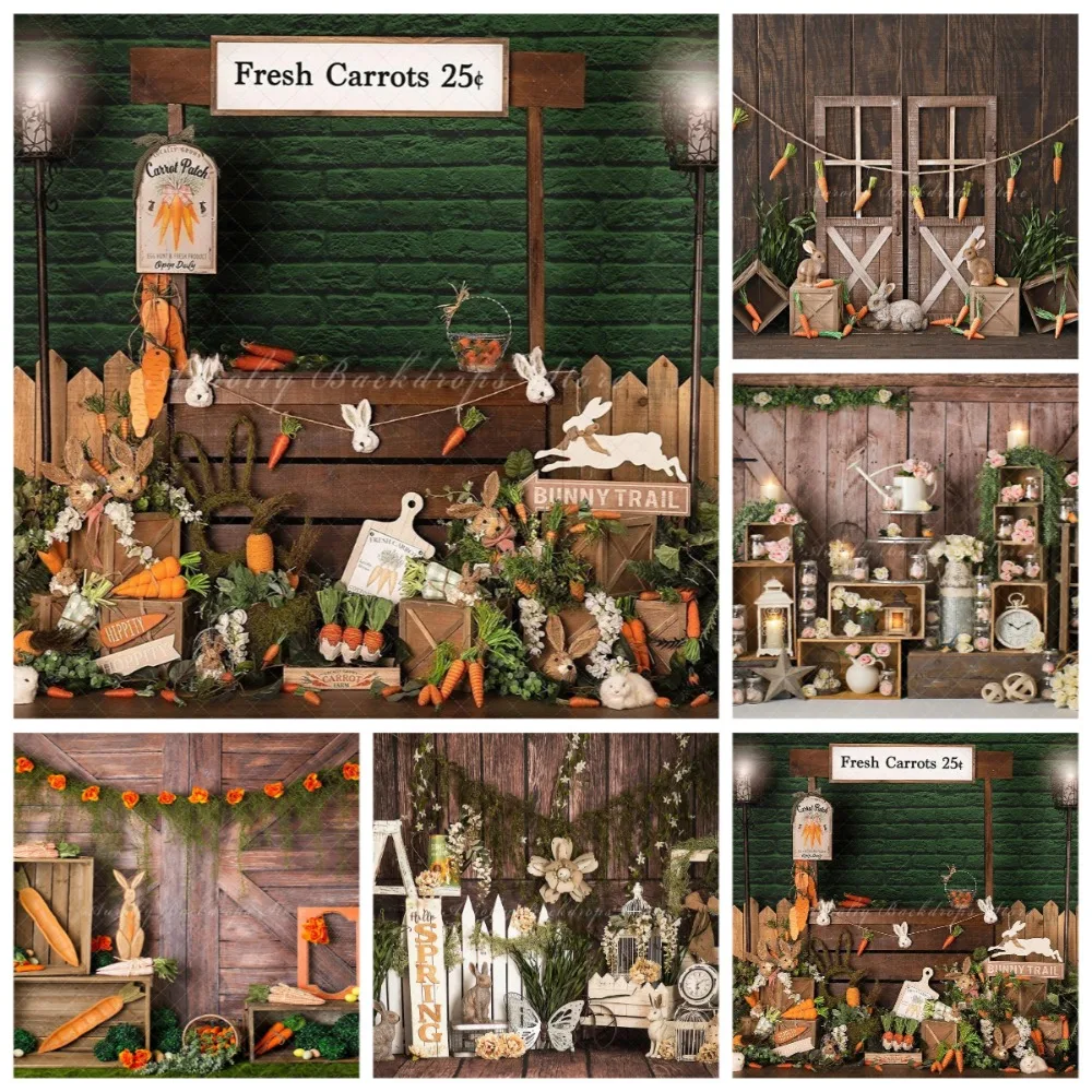 

Spring Easter Barn Garden Box Wall Photography Background, Children's Birthday Decoration, Family Portrait Photography Backdrop