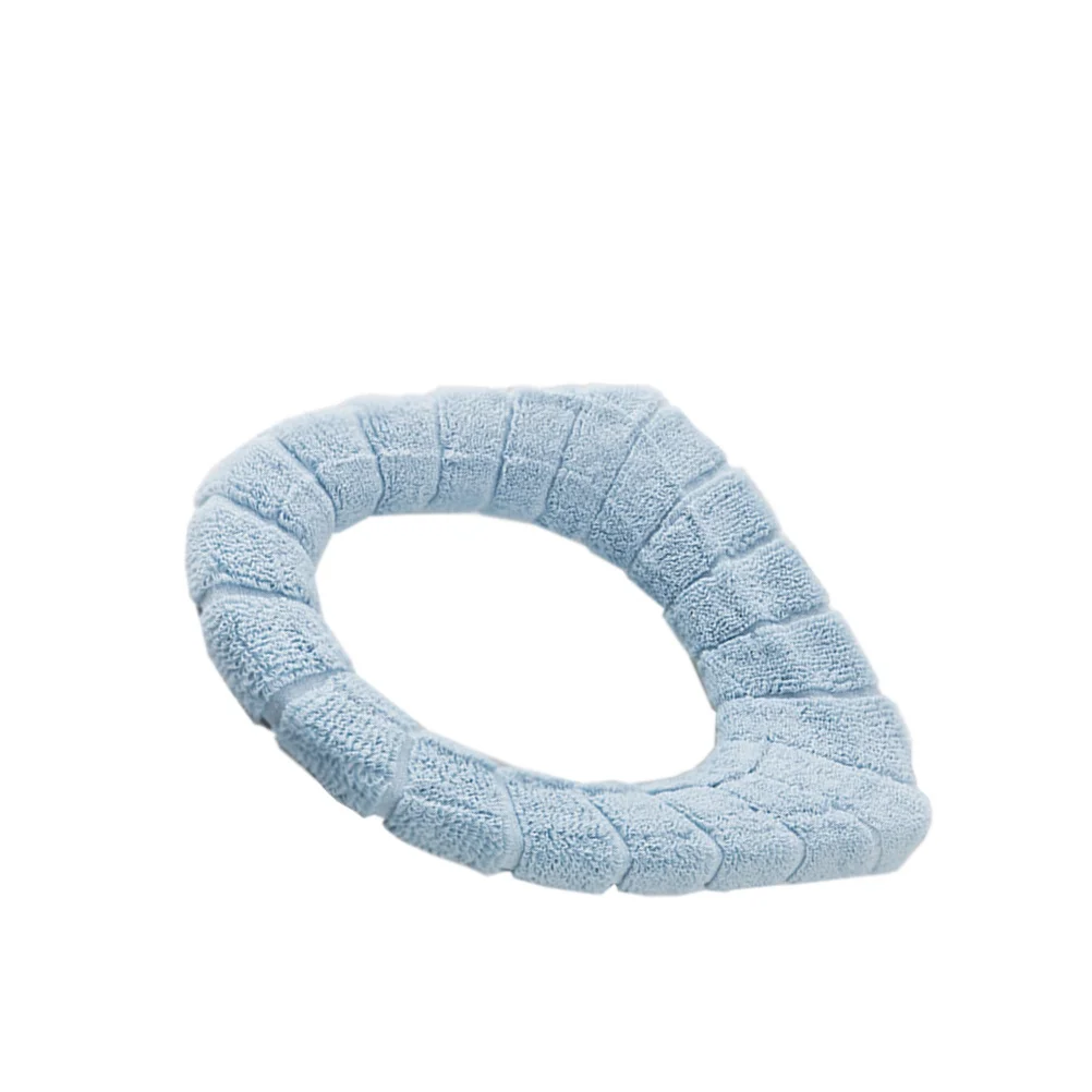 

Winter Warm Non-Slip Thick Acrylic Fibers Toilet Seat Cover -Blue Comfortable Washable Stretchable Universal Toilet