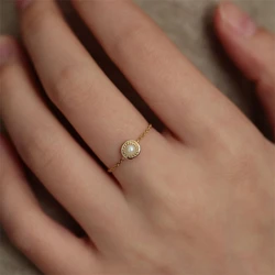 Fashionable New Pearl Chain Adjustable Ring for Women Temperament Exquisite Stainless Steel Ring Jewelry Accessories Gift