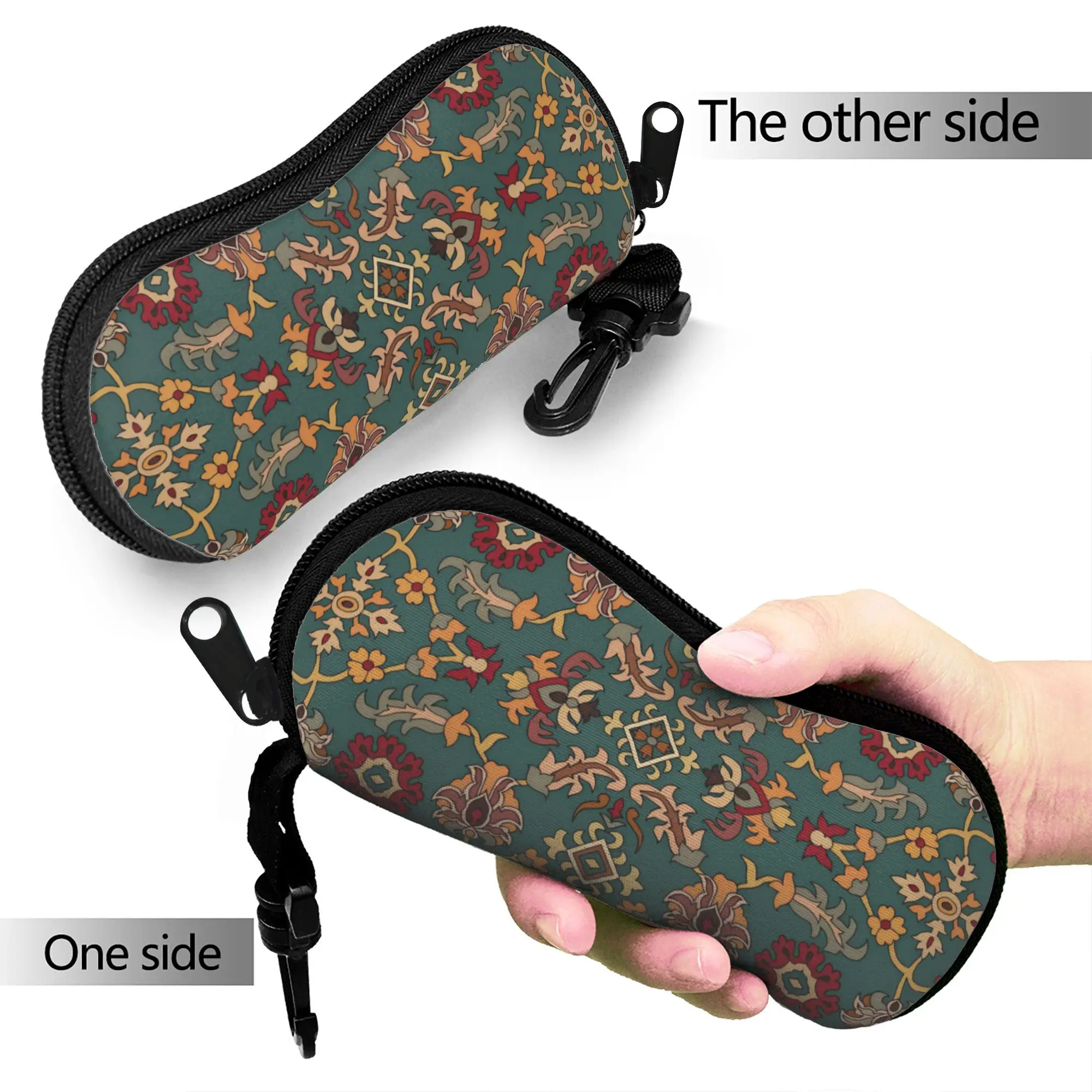 Retro Bohemian Woven Pattern  Glasses Case Cover  Zip Sunglasses  Women Pocket Eyeglass Protector Vintage Eyewear Organizer