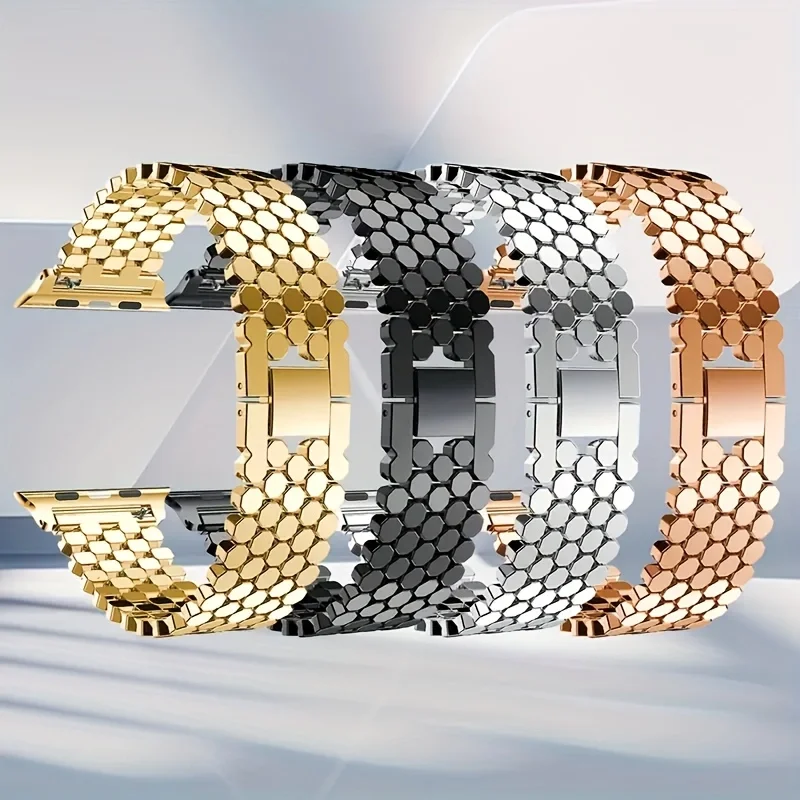 

Stainless Steel Watch Strap For Apple Watch Band 44mm 40mm 45mm 41mm Luxury Bracelet Metal Chain Wristband For iWatch Series 1-9