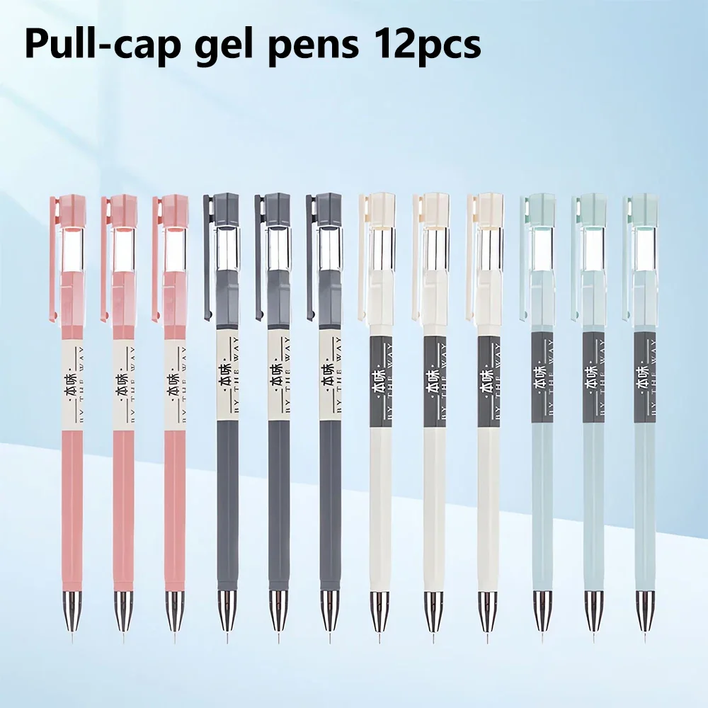 M&G 12pcs Gel Pen 0.5mm Black Gel Pen Full Syringe Tip Signature Pen for Students Exam Office