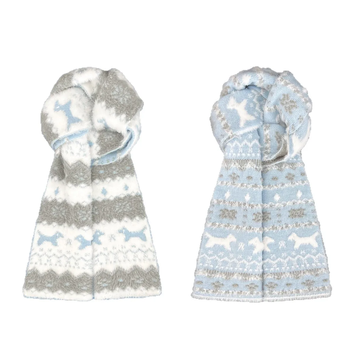 

Knitted Scarf Elegant Snowflake Jacquard Fair Isle Korean Style Plush Winter Cashmere Scarves Korean Warm Wool Shawl Girl