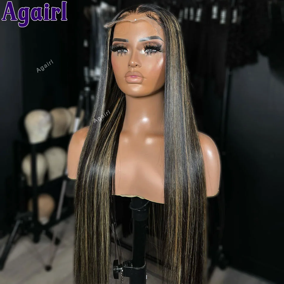 Perruque Lace Closure Wig naturelle lisse blond 1B/27, 13x6, 13x4, 6x4, pre-plucked, pour femmes