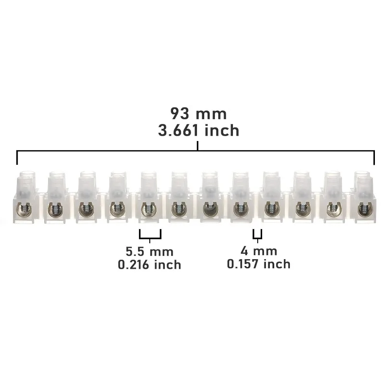 AUKENIEN 3A 12-Pin Double Row Screw Terminal Block Electrical Connection Strip Quick Connect Wire Connector White