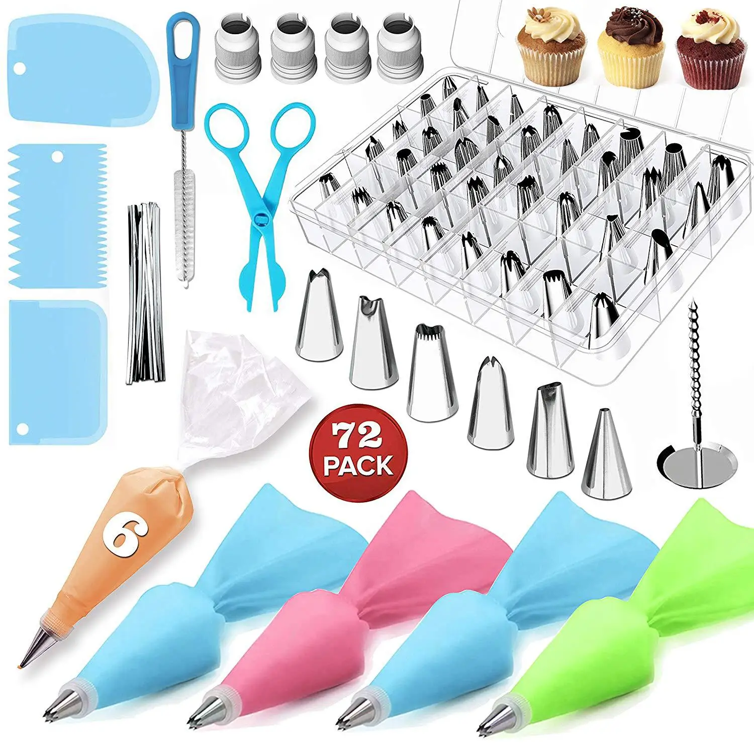 

72PCS Reposteria Cake Decorating Tools Spatula Kit Bakeware Pastry Tools Cake Design Accessories Fondant Piping Bag Nozzles Set