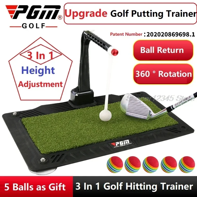 Pgm Upgrade Golf Putting Trainer 360 Degrees Rotating Golf Green Practice Putting Mat Swing Trainer Hitting Mat Golfing Aids