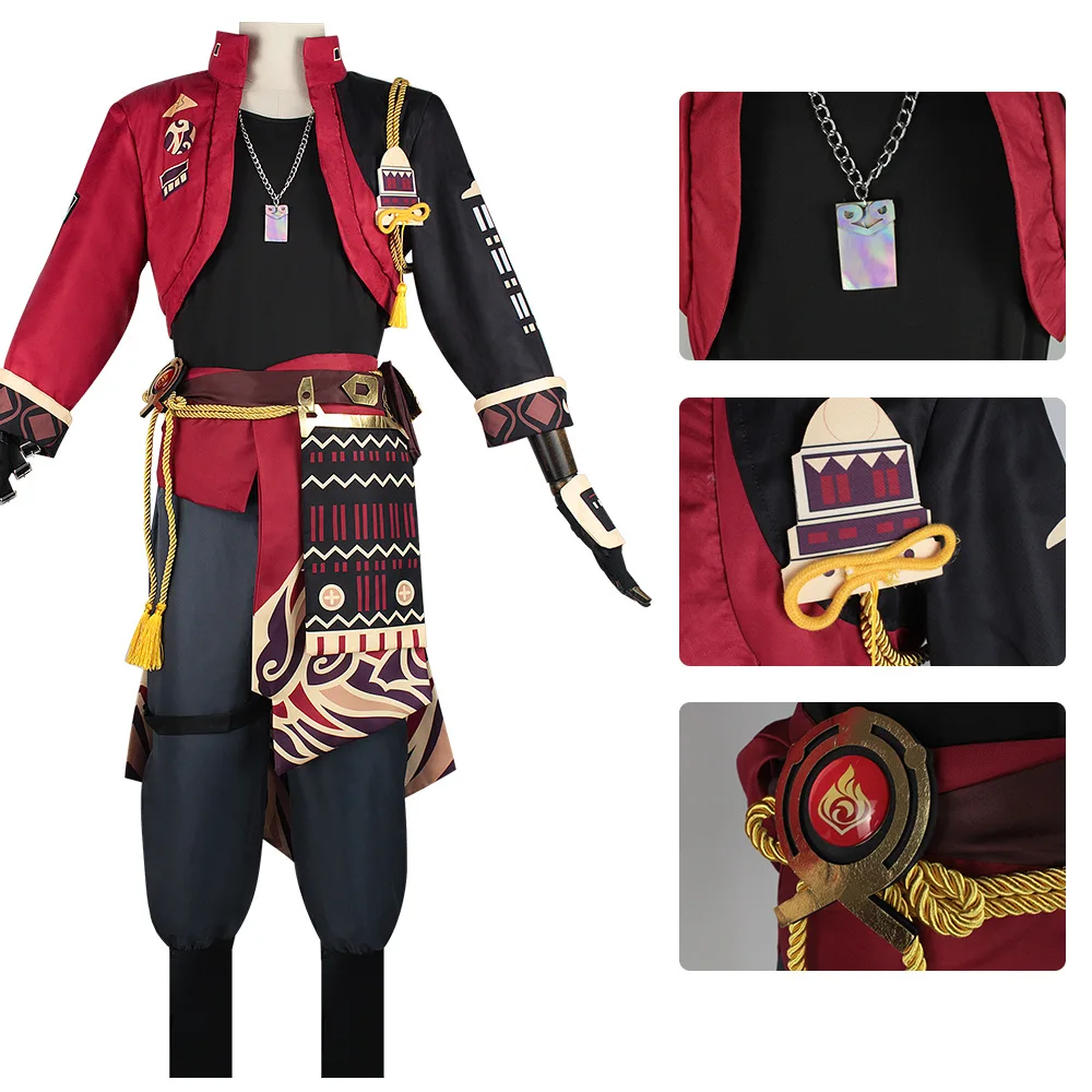 Thoma-disfraz de Anime Genshin Impact para hombre y mujer, traje de Cosplay con peluca, ropa de juego de rol, uniforme de fiesta