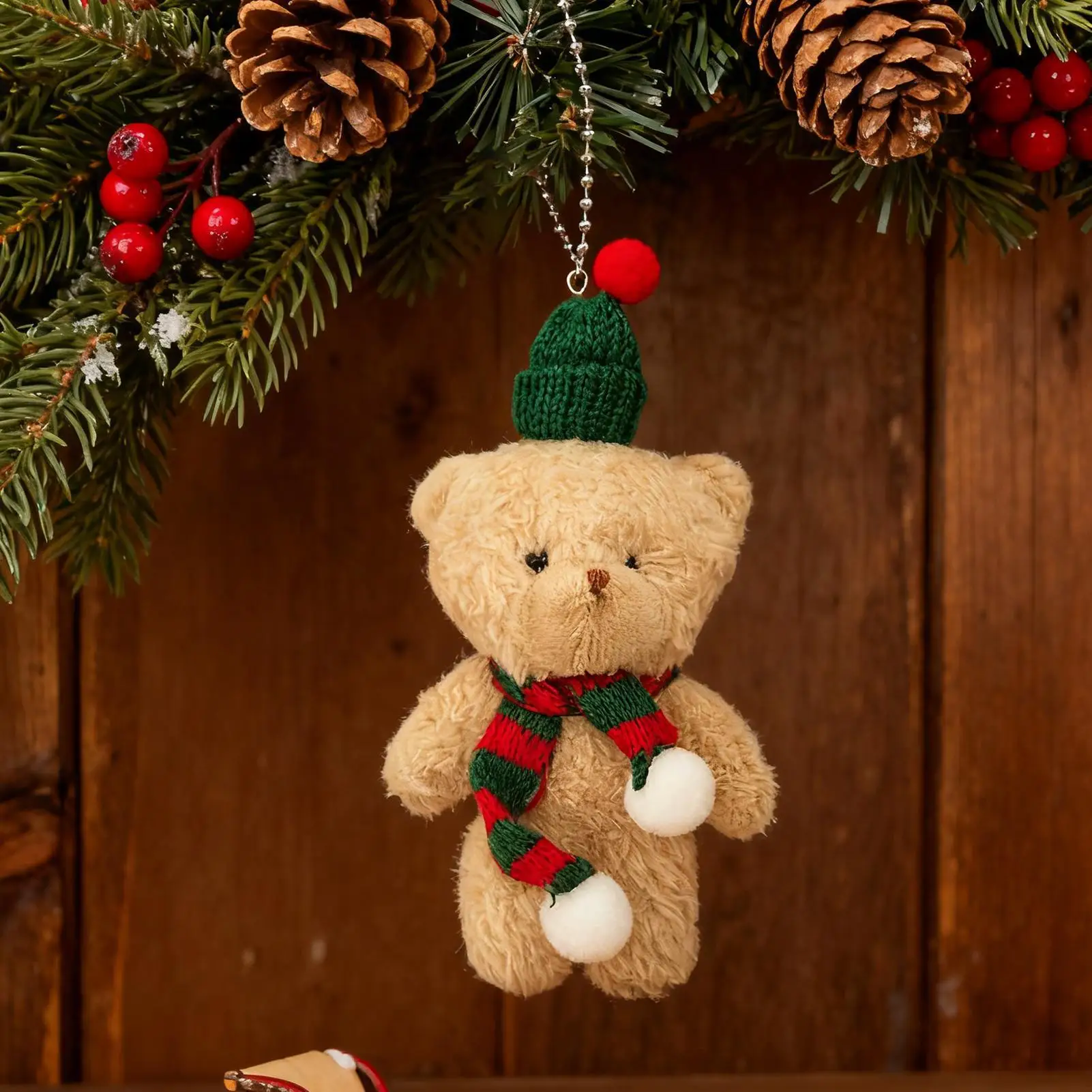 Pingente de pelúcia urso macio mochila ornamentos boneca de pelúcia pingente com cachecol e chapéu para crianças adultos meninos meninas aniversário formatura