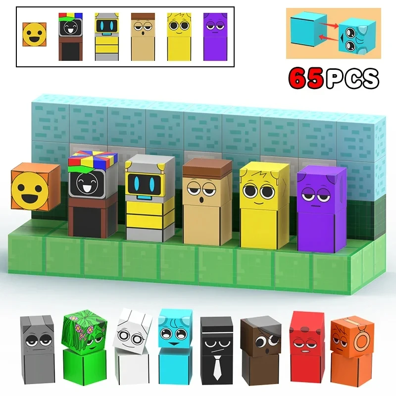 ألعاب مكعبات البناء المغناطيسية MOC Incrediboxs Sprunki المغناطيس الجذعية ألعاب حسية للأطفال سن 3 + لعبة حسية نموذجية ذاتية الصنع