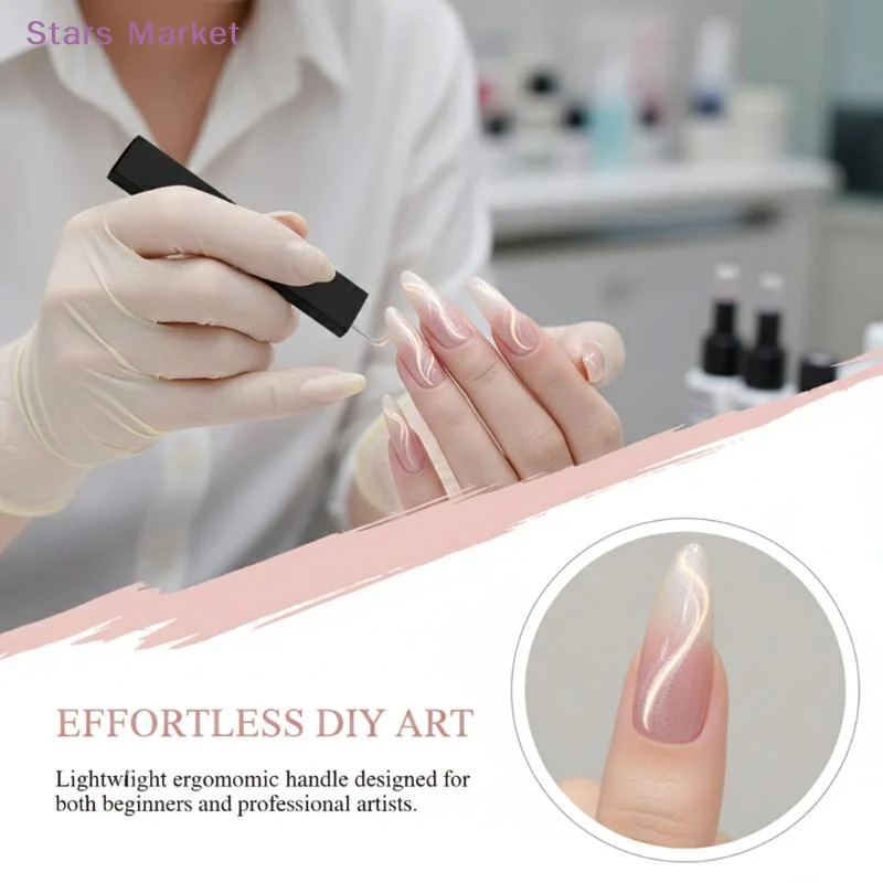 Nuevo Imán de Uñas de Doble Cabeza Súper Fuerte Efecto Ojo de Gato con Cubierta Protectora para Arte de Uñas, Efecto Cinta, para Lápiz de Gel UV Francés 3D