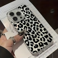 Black Leopard Print Phone Case For iPhone 16 Pro Max 15 14 13 12 11 XS X XR 7 8 Plus 16e Shockproof Matte Silicone Bumper Cover