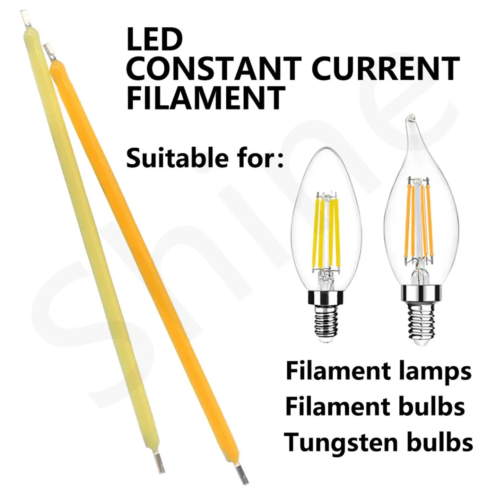 Lâmpada LED para luz incandescente, DIY Acessórios, Diodos de lâmpada, COB, branco, azul, vermelho, verde Edison, DC 3V, 68mm, 2700k, 10pcs