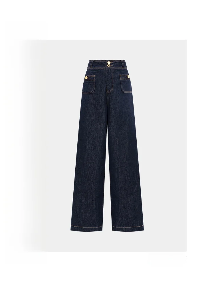 

Ретро-джинсы в гонконгском стиле с высокой талией и широкими штанинами, прямые, удлиненные, для полных женщин, в винтажном стиле