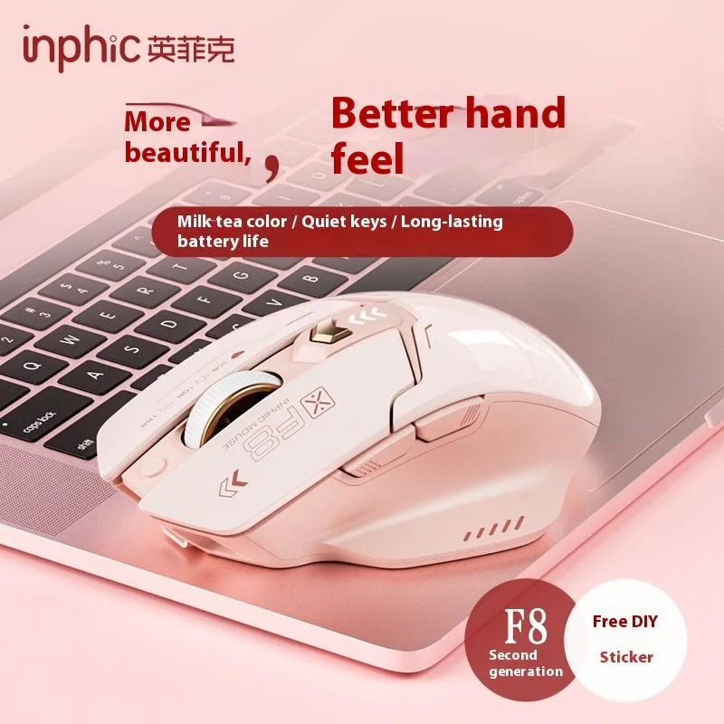 

Inphic F8 2nd Generation RGB Optical LED Mouse Mini USB Wireless Rechargeable 2.4GHz Right Silent Mute Type-C Compatible Stocked