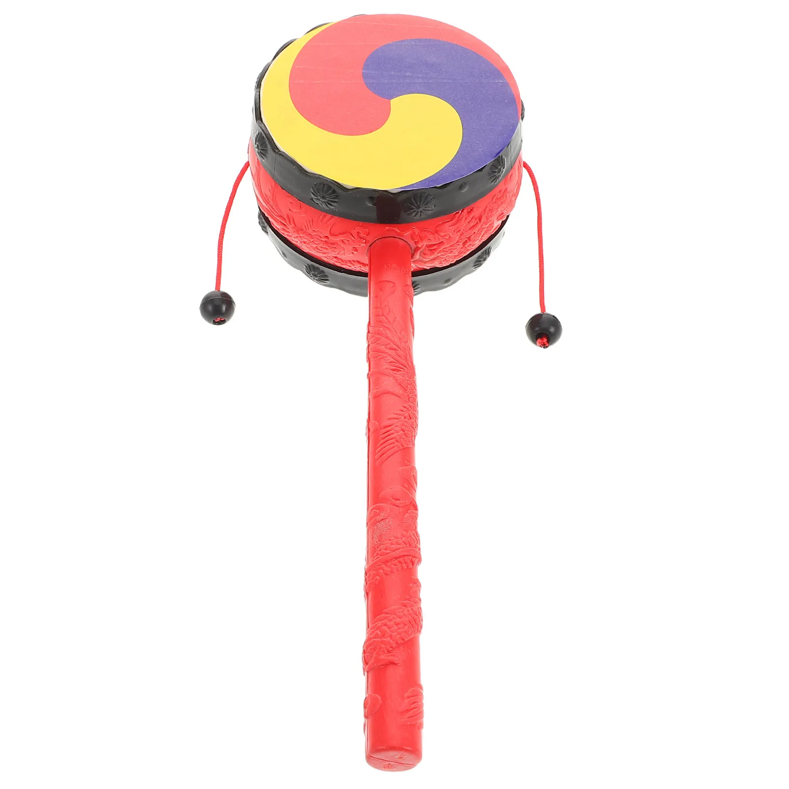 Korean Rattle Drum Childrens Hand Drum Round Spinning Design Vibrant Visual Appeal Easy Hold Handle Toddlers Musical