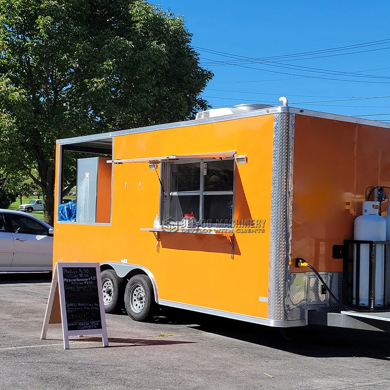 

Новый мобильный прицеп для еды, уличный концессионный прицеп, тележка для хот-догов, мобильный прицеп для еды, США, грузовик для еды с крыльцом, полная кухня