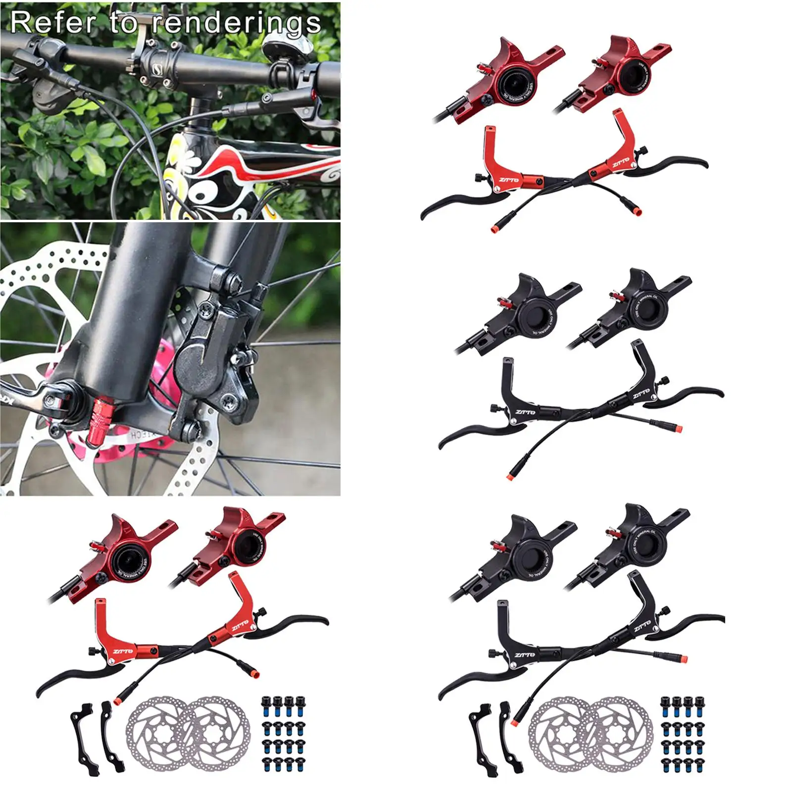 Hydraulic Disc Brakes Set Levers Universal Adapter Compatible for Trail