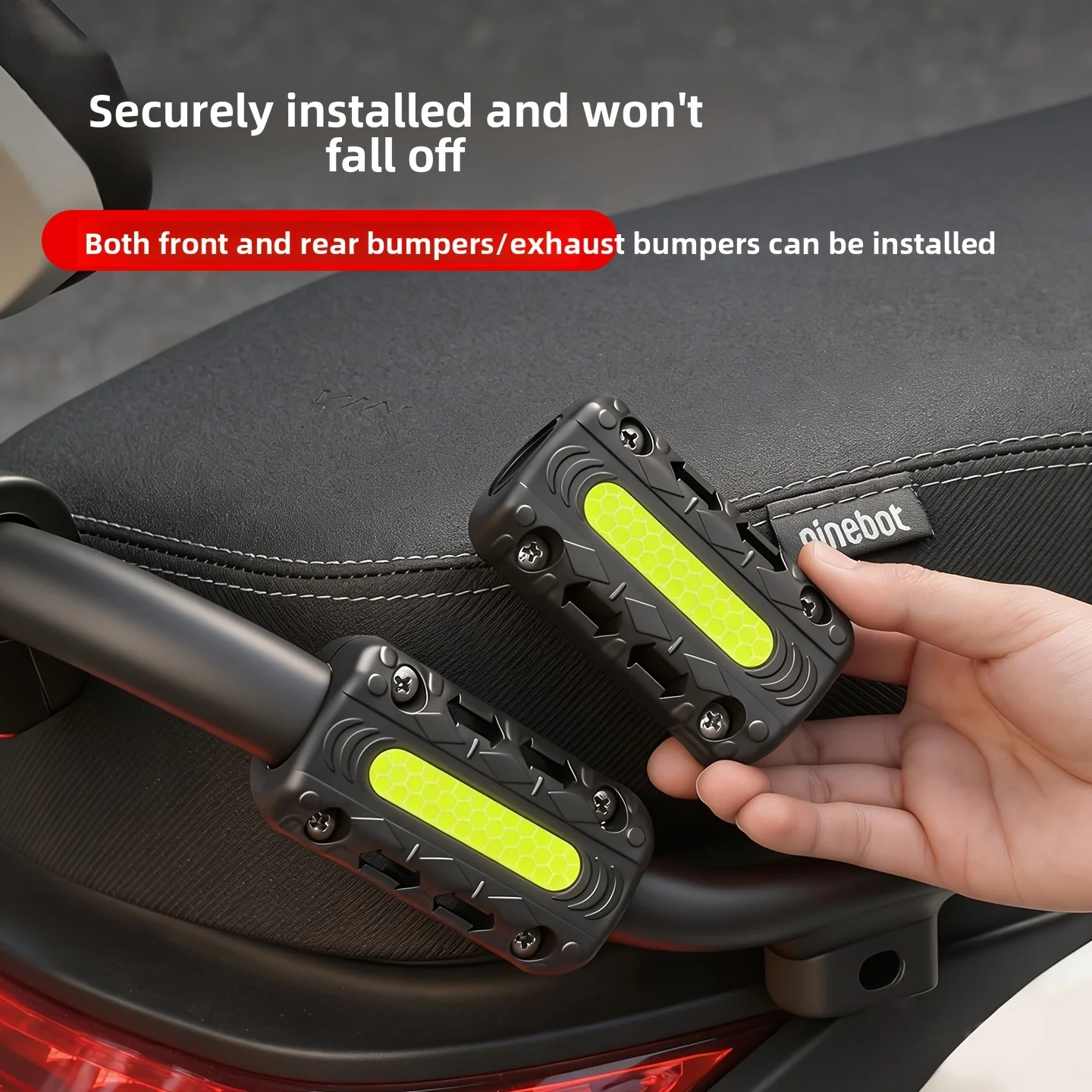 1/2 Stück Motorrad-Sturzbügelschutz, dekorativer Aufprallschutz, selbstklebender Anti-Kratz-Block mit reflektierendem Warnband – Detail 2