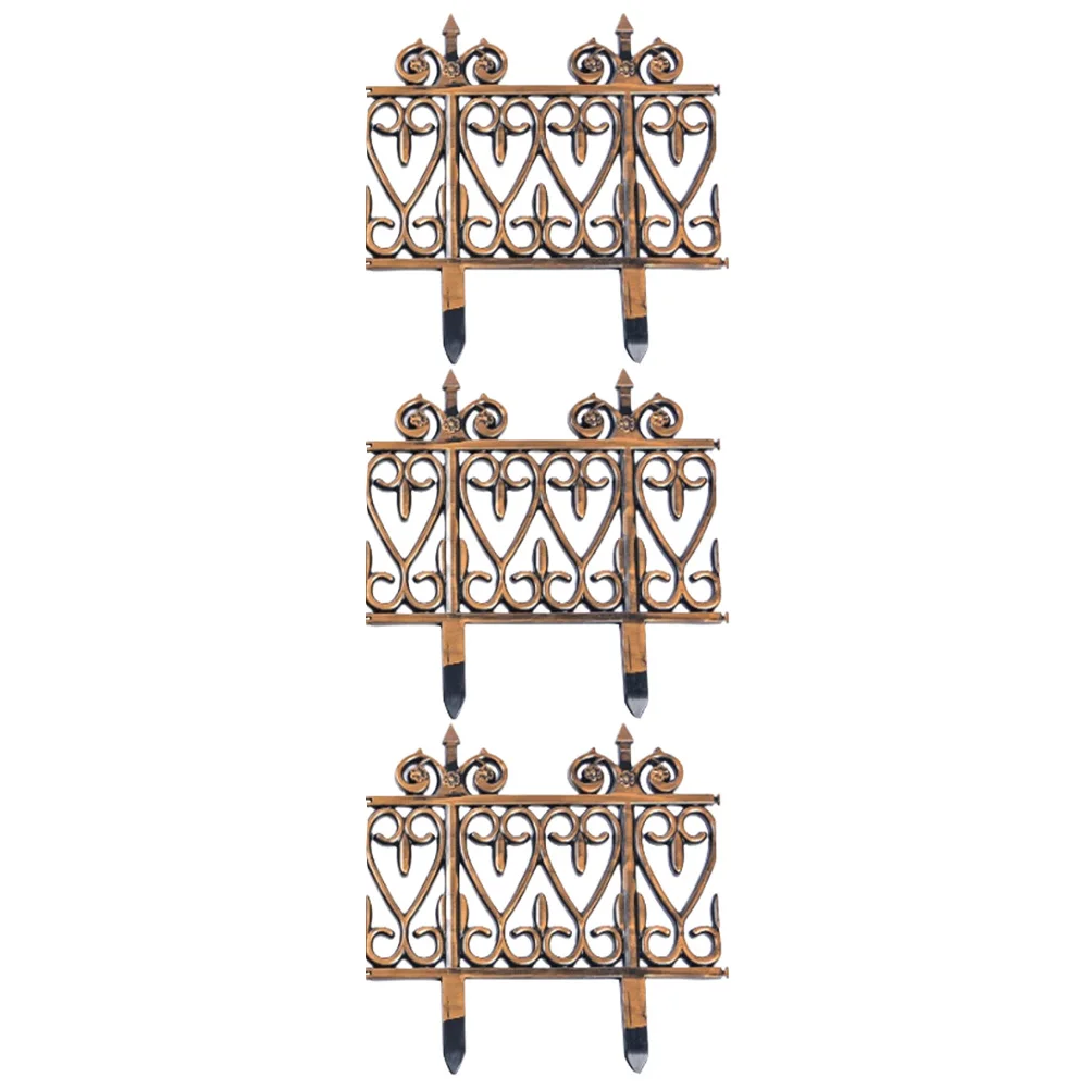 

3pcs Retro Fence Edging Borders Garden Decorative Plastic Durable Reusable Waterproof Outdoor Flowerbed Partition Fence