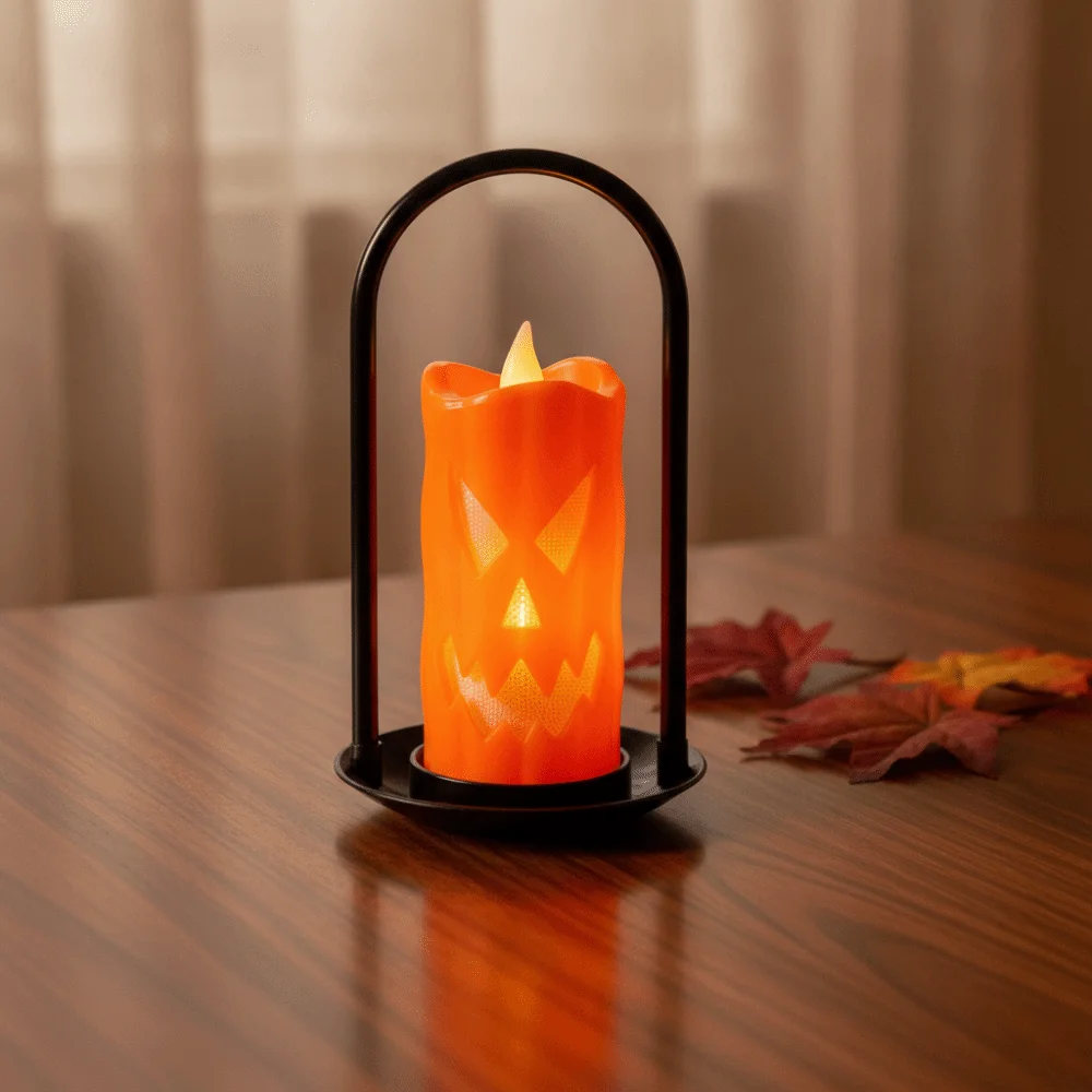 Cartoon Handheld Candle Light Button Batteries Luminous LED Electronic Candle Plastic Halloween Decoration Lighting