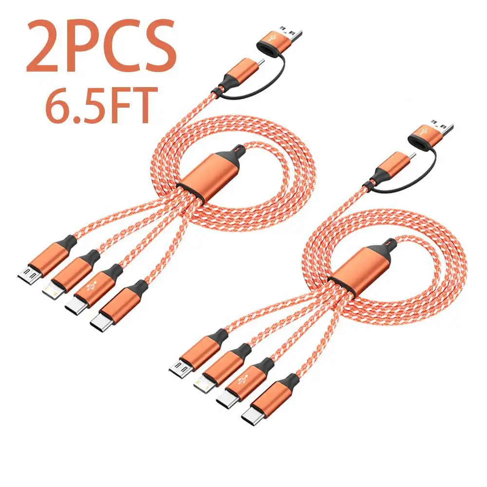 2PCS,Multi-function Cable Set, USB-A/C To Type-C, Lightning, Micro-USB,Compatible With iPhone, Android, HUAWEI And Other Smart Devices,2 M/6.5FT