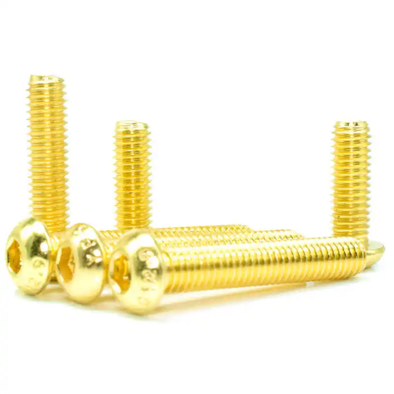 Leijiu M2 M2.5 M3 M4 M5 ISO7380 Güteklasse 12.9 Titan-Goldbeschichtete Halbrundkopf-Sechskantschraube Innensechskantbolzen – Detail 4