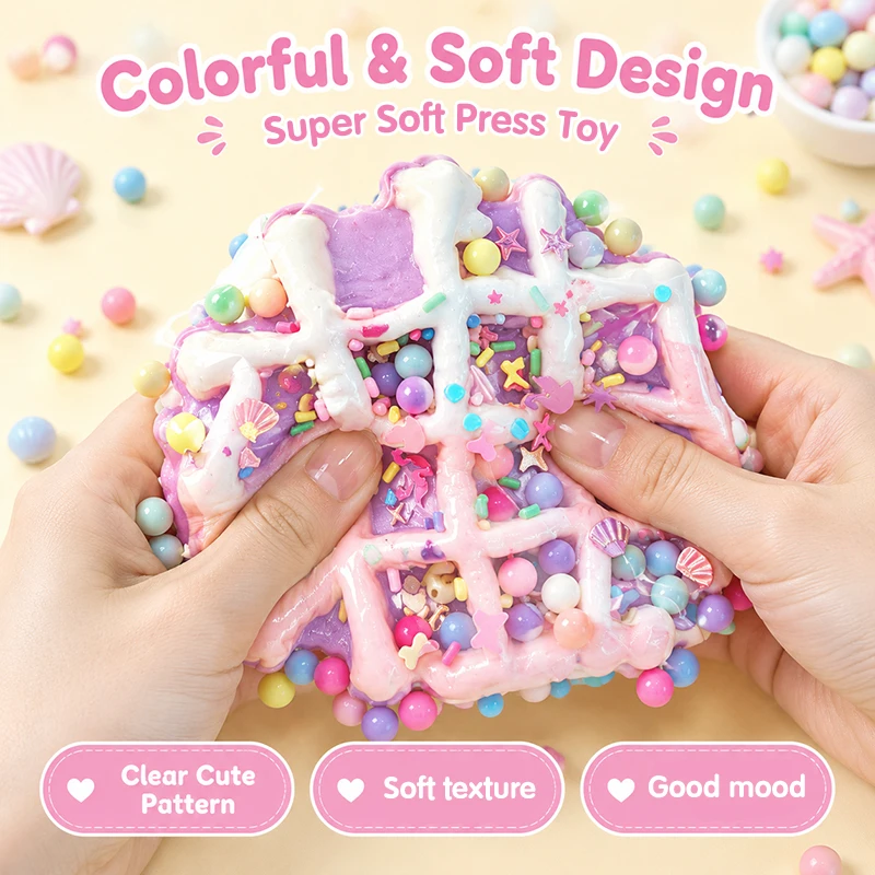 Donut Waffle Silicone Fidget Toy Soft Mud Feel Squeeze Toy Cute DIY Decor Stress Relief Toy Christmas Birthday Gift