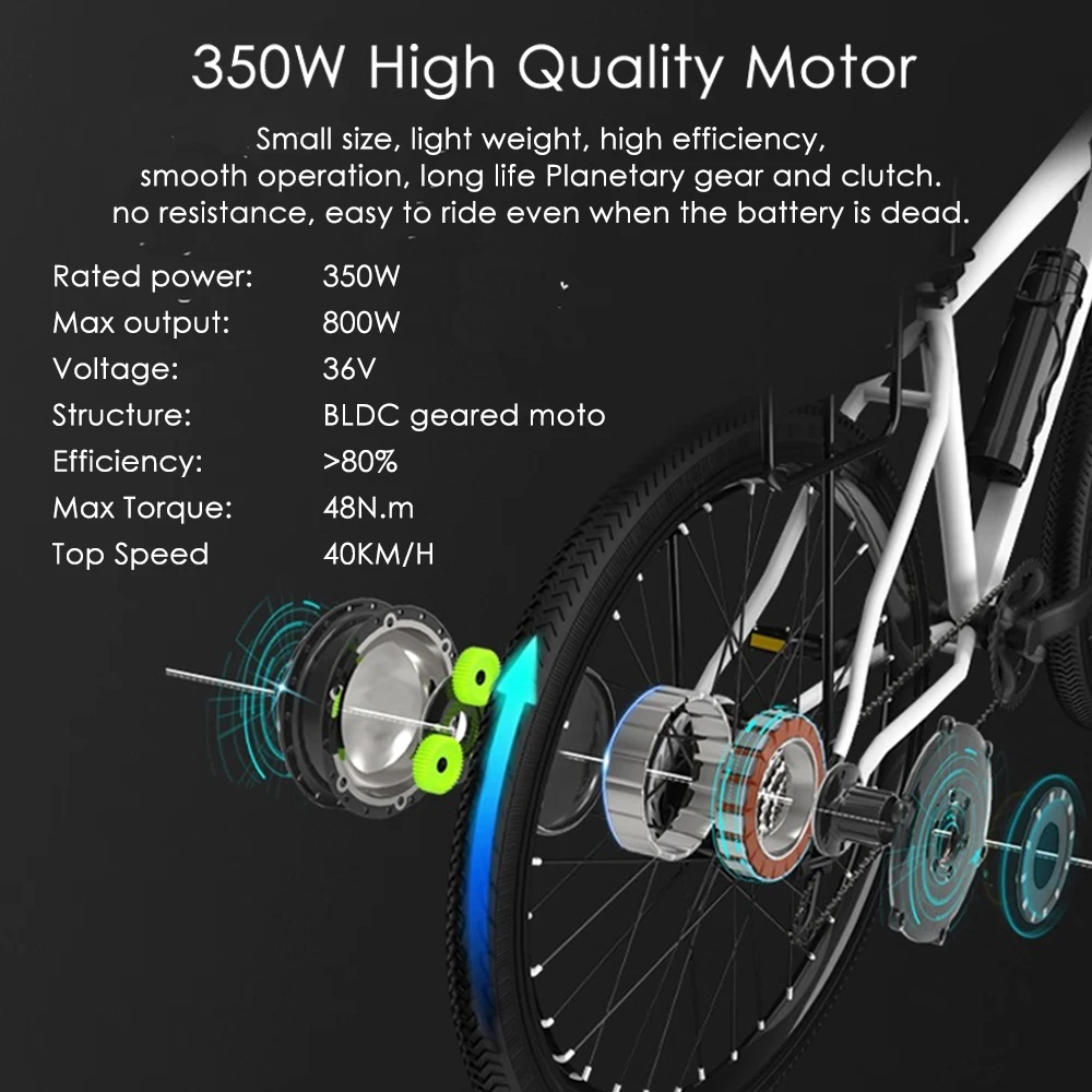 40KM/H Top Speed E-Bike Conversion Kit with Battery Cassette Gearshift Rear Hub Motor Wheel Kit  20