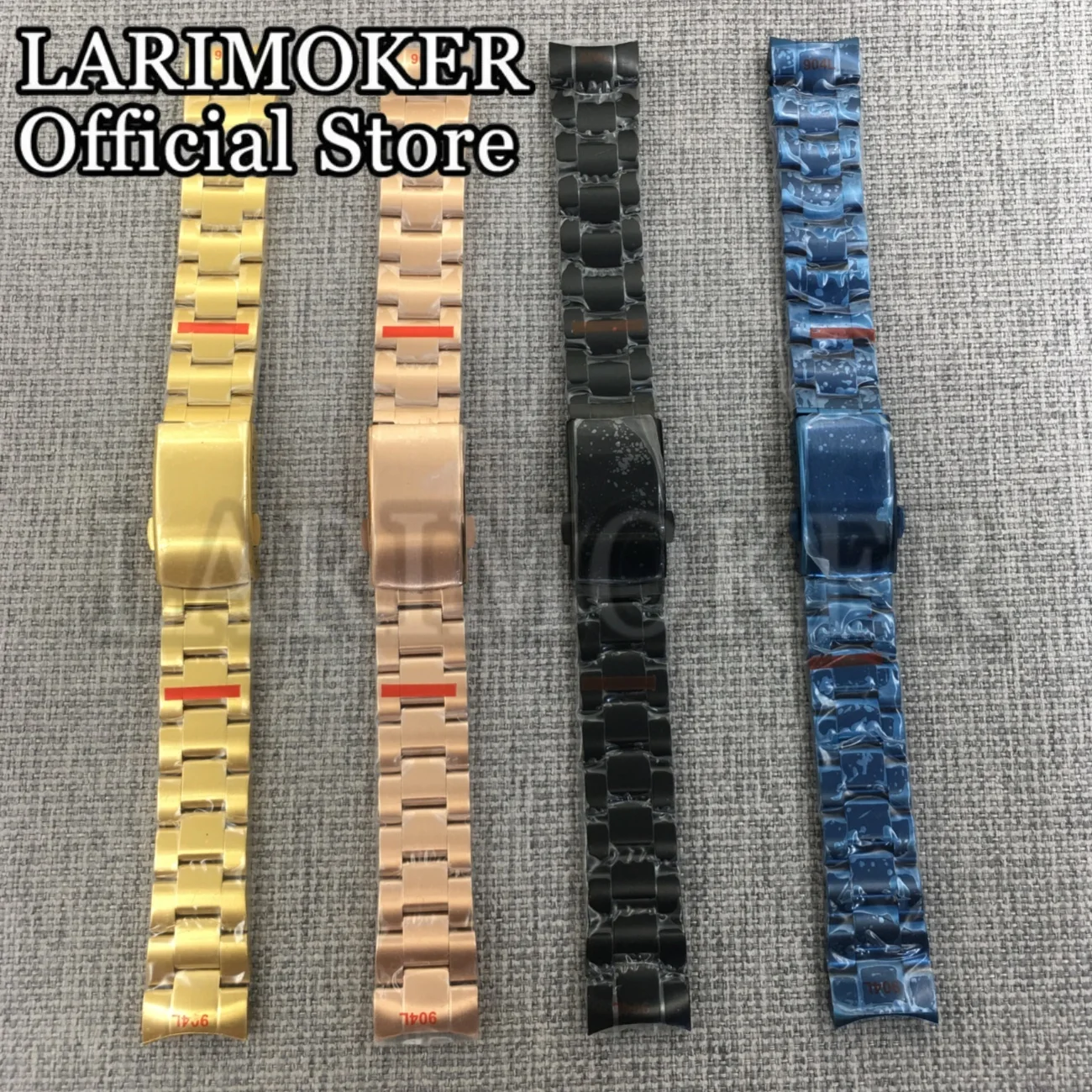 20mm Matte Brushed Watch Bracelet Steel Silver Rose Gold Black Folding Buckle Watch Strap Replacement Part