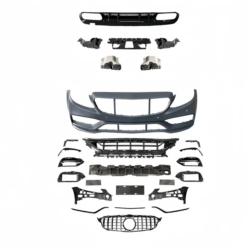 

Suitable for Conversion of 15-21 C-class W205 Into C63 Front bar GT Grille Side Skirt Rear bar Rear Lip Tail Throat