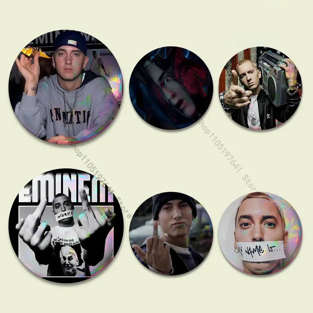 

Rapper E-Eminem Creative Round Badge Button Pin Bag Decor Fans Collection Friends Gift Brooch