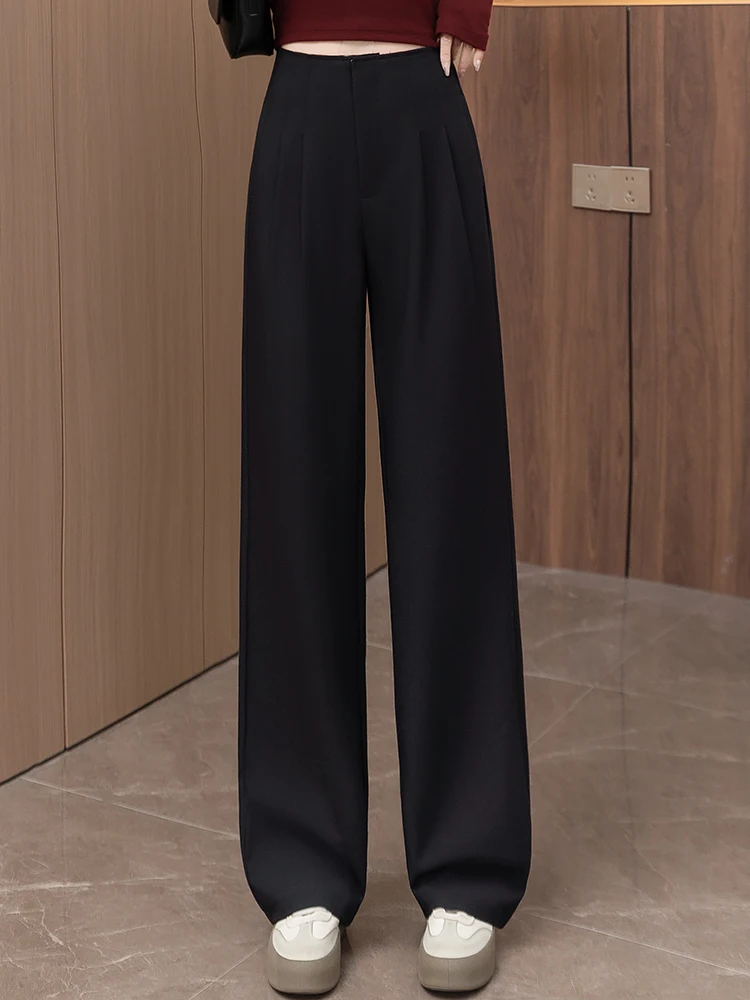 

Женские брюки-палаццо Slim Fit с высокой талией, повседневные, струящиеся, прямого кроя, весна-осень, новый стиль, корейский стиль