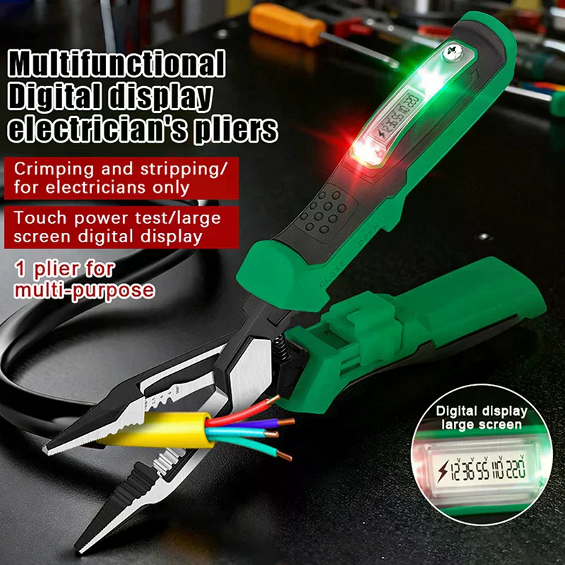 

Многофункциональные клещи для зачистки проводов с цифровым дисплеем, тестирование напряжения, обжимные клещи для резки кабеля, плоскогубцы для электрика