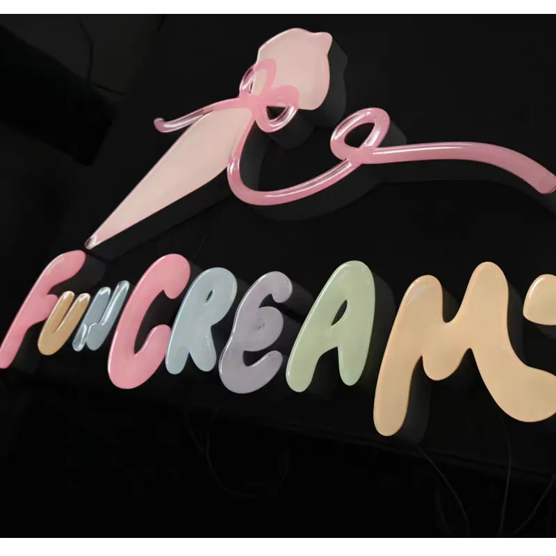 Custom Outdoor 3d Sferische Acryl Frontlit Led Letters, Gelei Plexiglas Winkelbord Macaron Acryl Bedrijfslogo